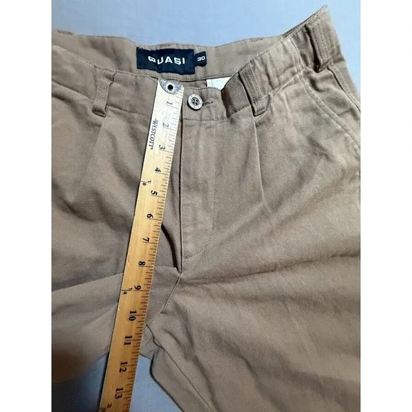 Quasi Pleated Jeans Mens 30 Beige Denim Straight Pocketed Men 30X29.